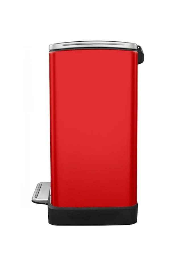 PROREGAL® Treteimer Mülleimer 46L Rot Edelstahl mit Pedal - Bild 4