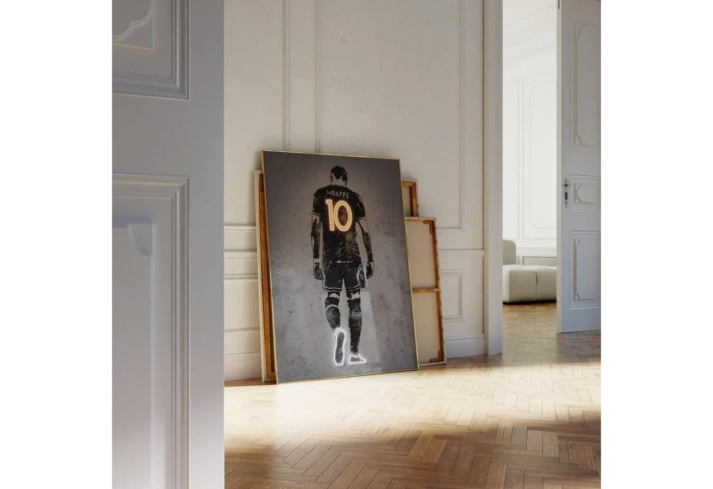 JUSTGOODMOOD Poster Premium Kylian Mbappé Neon Effekt - Bild 3