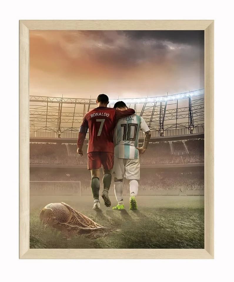 JUSTGOODMOOD Premium Leinwandposter Ronaldo & Messi Fußball Freunde ohne Rahmen - Bild 2