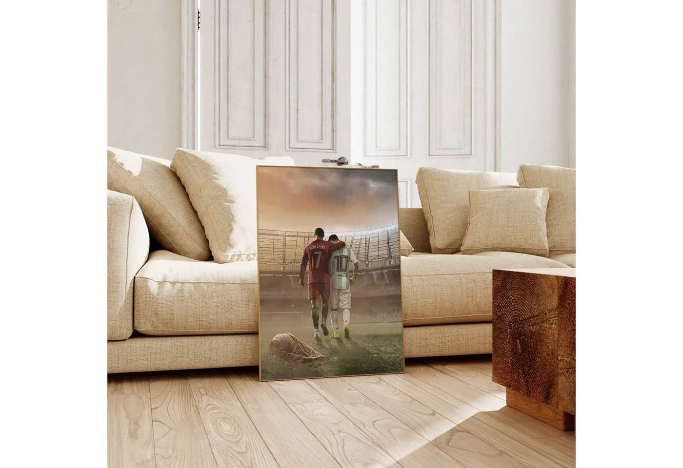 JUSTGOODMOOD Premium Leinwandposter Ronaldo & Messi Fußball Freunde ohne Rahmen - Bild 3