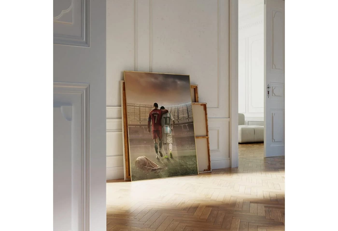 JUSTGOODMOOD Premium Leinwandposter Ronaldo & Messi Fußball Freunde ohne Rahmen - Bild 4