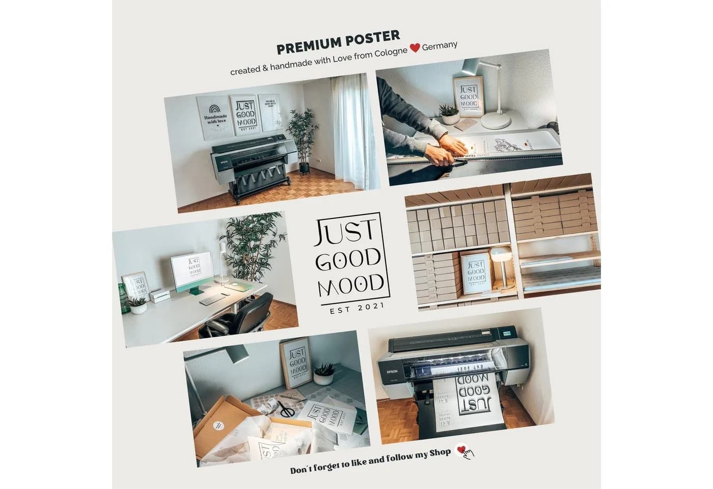 JUSTGOODMOOD Premium Poster New York Wolkenkratzer Baumwolle HD-Druck