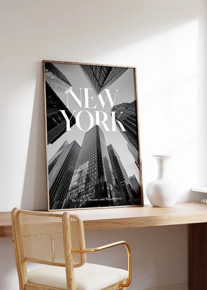 JUSTGOODMOOD Premium Poster New York Wolkenkratzer Baumwolle HD-Druck - Bild 3