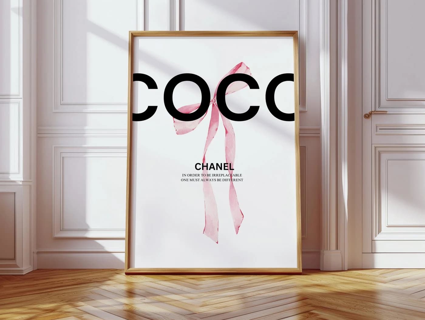 JUSTGOODMOOD Poster Premium Coco Chanel Zitat Rosa Schleife - Bild 3