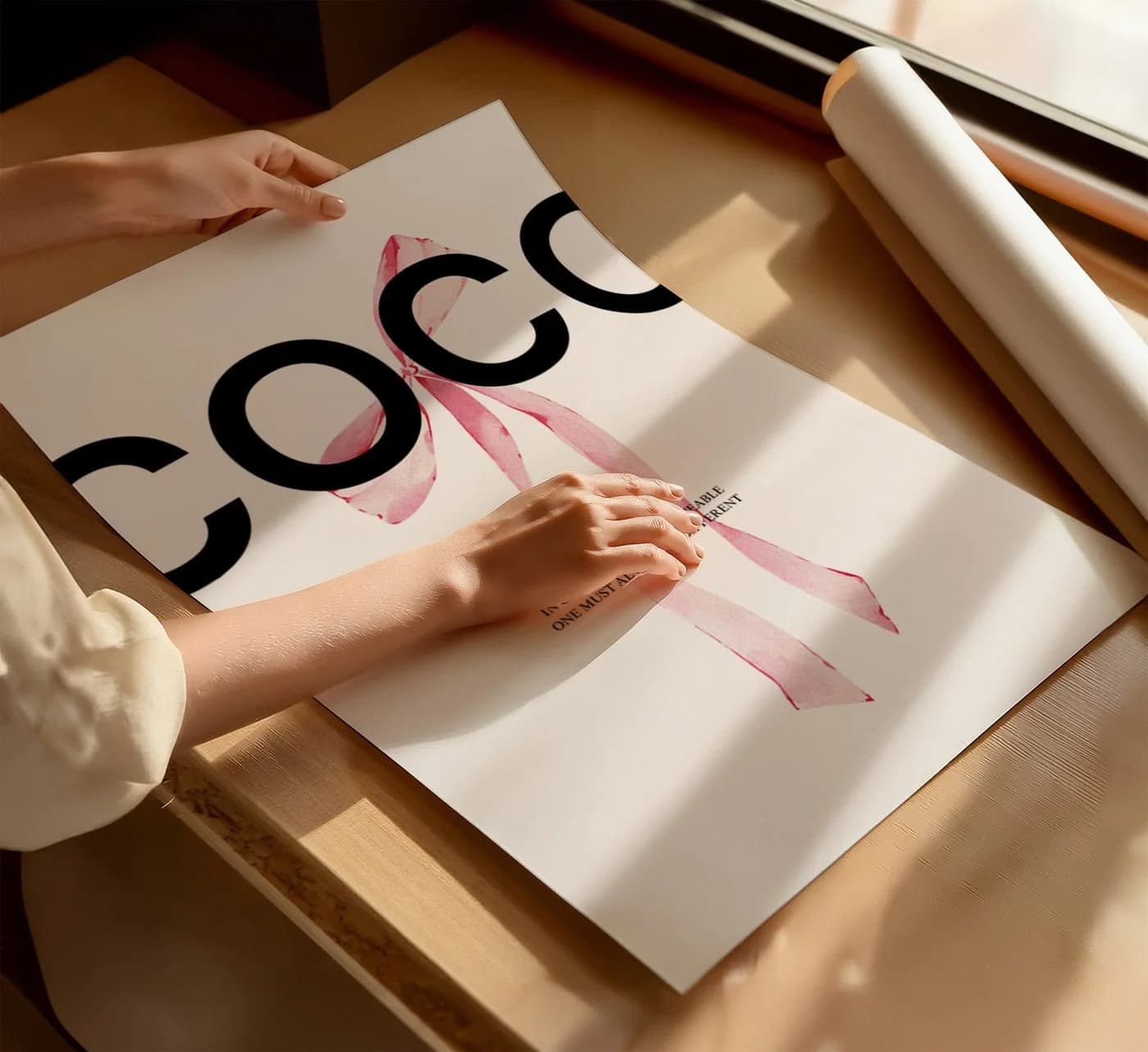 JUSTGOODMOOD Poster Premium Coco Chanel Zitat Rosa Schleife - Bild 4