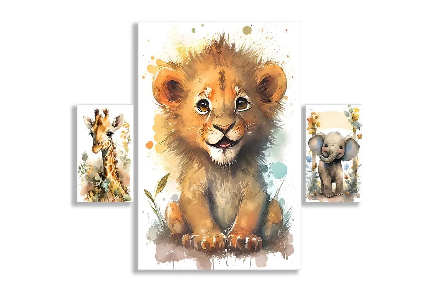 JUSTGOODMOOD Poster Safari Tiere Löwe Elefant Giraffe Dschungel Kinderzimmer - Bild 2
