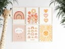 JUSTGOODMOOD Poster Kinderzimmer Sonnenstrahlen Regenbogen Herzen Blumen Bunt Bild 2