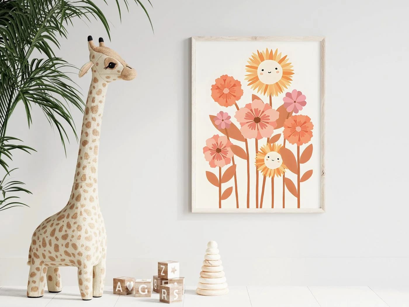 JUSTGOODMOOD Poster Kinderzimmer Sonnenstrahlen Regenbogen Herzen Blumen Bunt - Bild 3