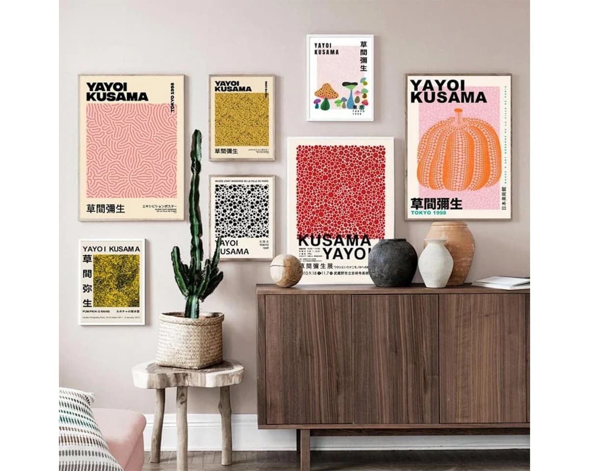 JUSTGOODMOOD Poster Yayoi Kusama Abstrakt Modern Baumwolle