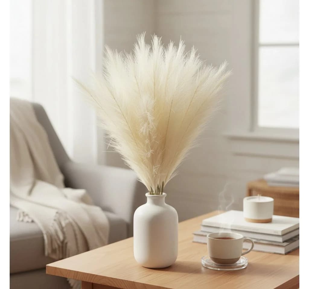 Fanci Home Kunstblume Künstliches Pampasgras 30 Stück Set Beige/Gelb Boho Deko