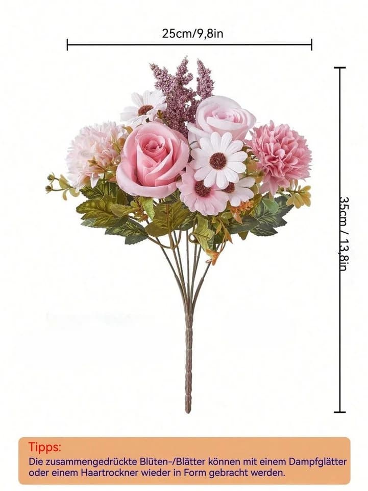 Fanci Home Kunstblumenstrauß Rosa Realistisch Langlebig - Bild 4