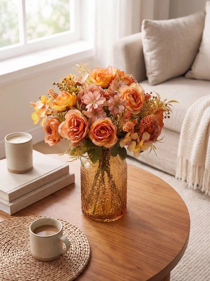 Fanci Home Kunstblumenstrauß Set Orange Realistische Deko
