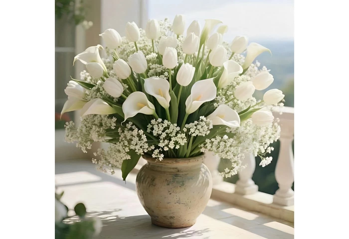 Fanci Home Kunstblumenstrauß Weiß mit Tulpen & Calla - Bild 2