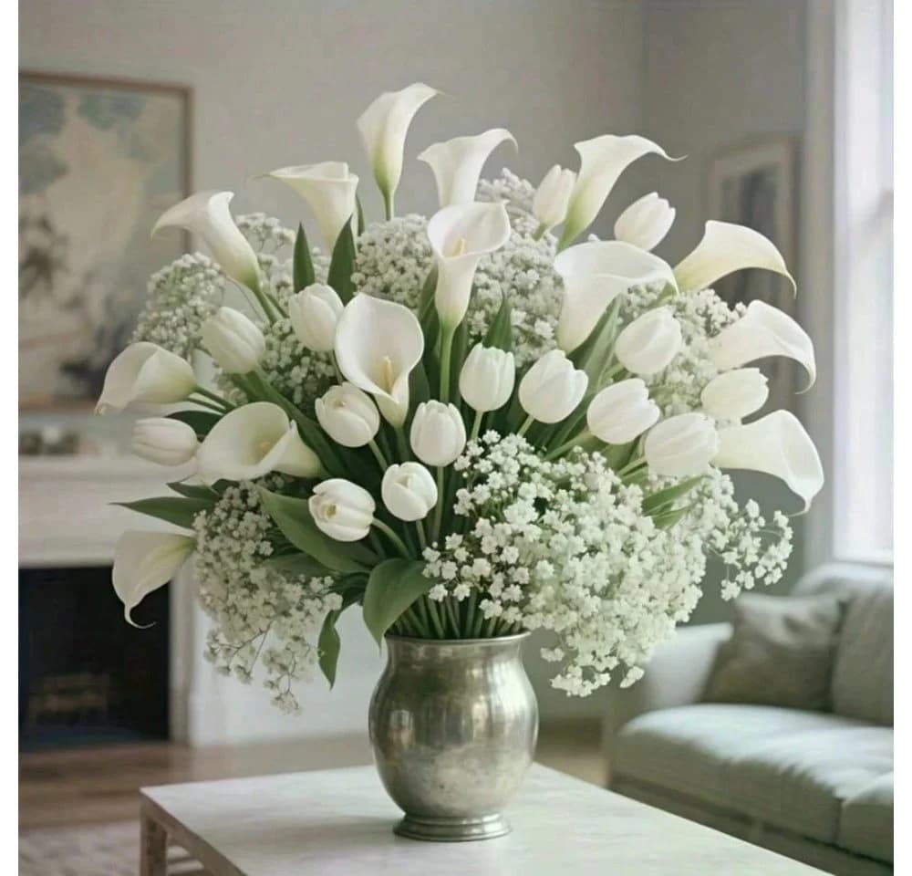 Fanci Home Kunstblumenstrauß Weiß mit Tulpen & Calla - Bild 3