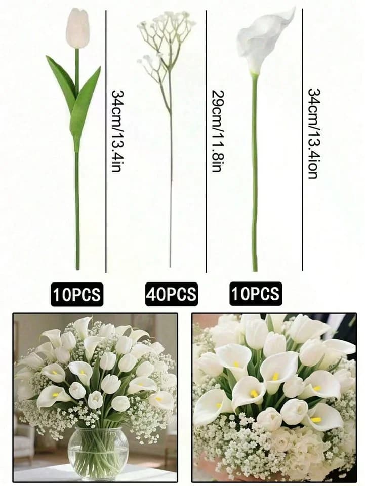 Fanci Home Kunstblumenstrauß Weiß mit Tulpen & Calla - Bild 5