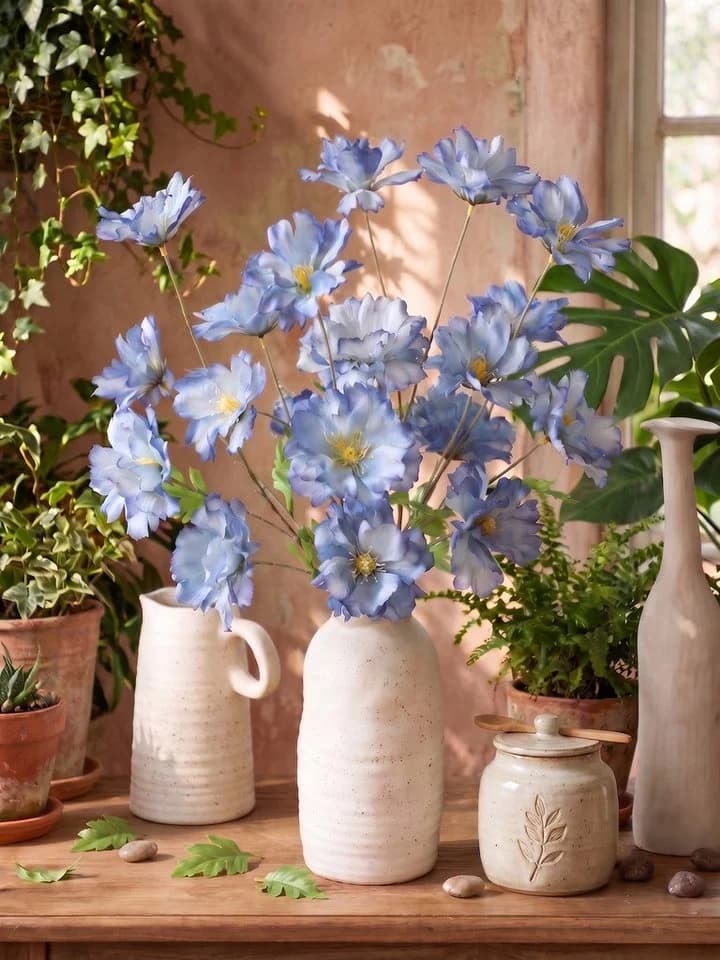 Fanci Home Kunstblumenstrauß Blau Realistisch Deko Set Modern - Bild 3