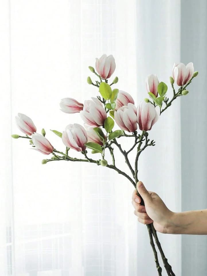 Fanci Home Kunstblumenstrauß Magnolie Rosa Realistisch - Bild 5