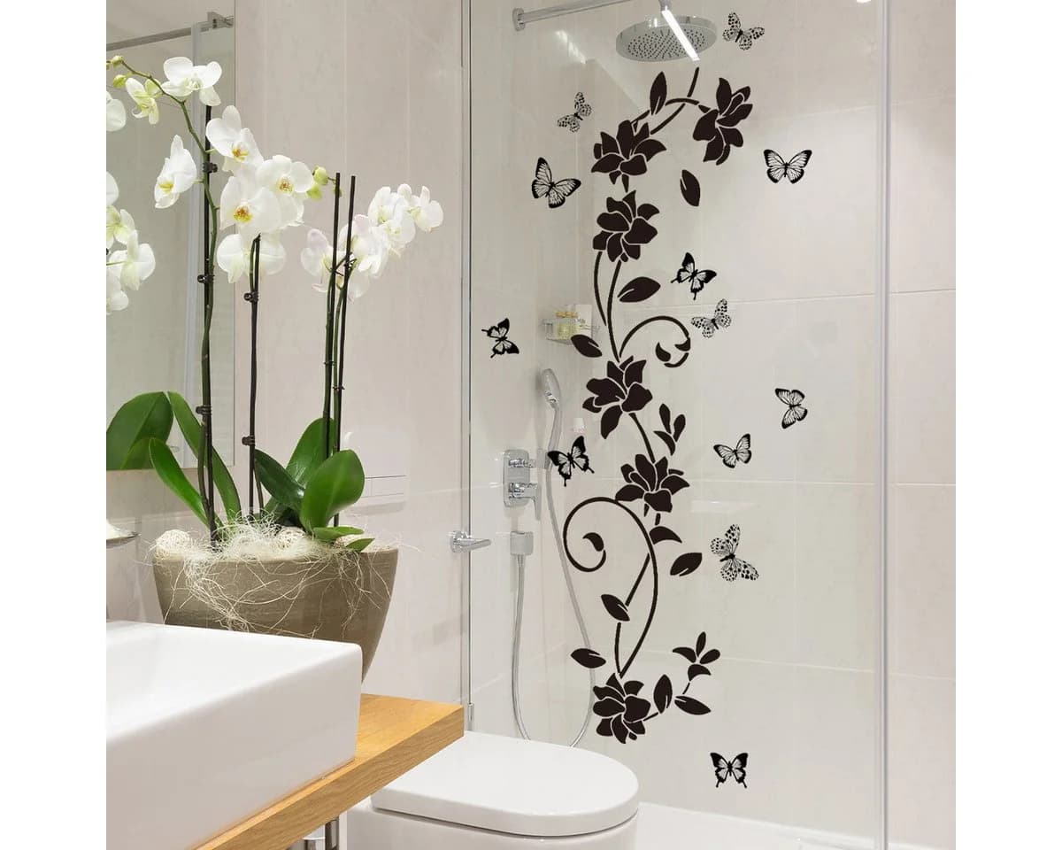 HomeBella Fliesenaufkleber Blumen Wandtattoo mit Schmetterlingen - Bild 2