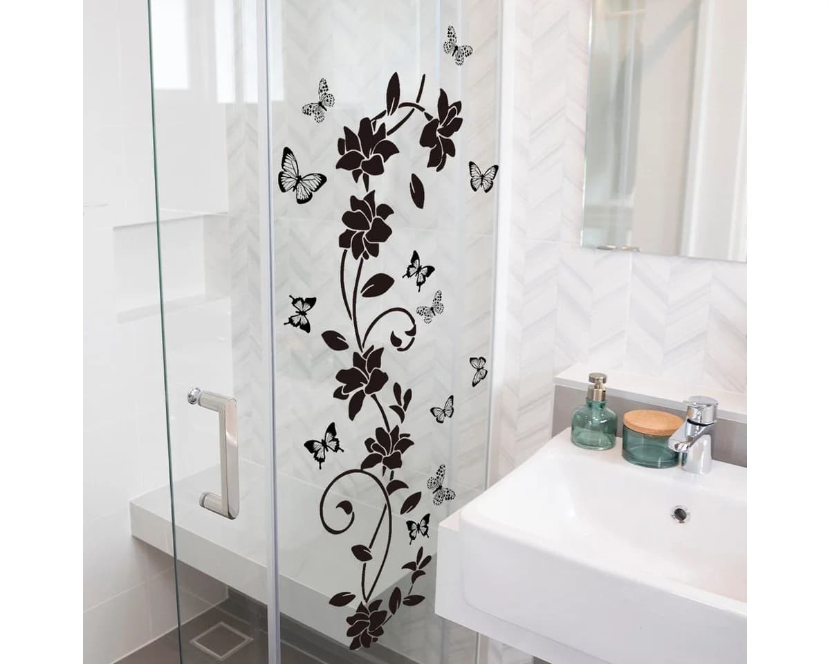 HomeBella Fliesenaufkleber Blumen Wandtattoo mit Schmetterlingen - Bild 4