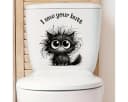 HomeBella Toilettenaufkleber Katze Lustig Selbstklebend Ablösbar Bild 3