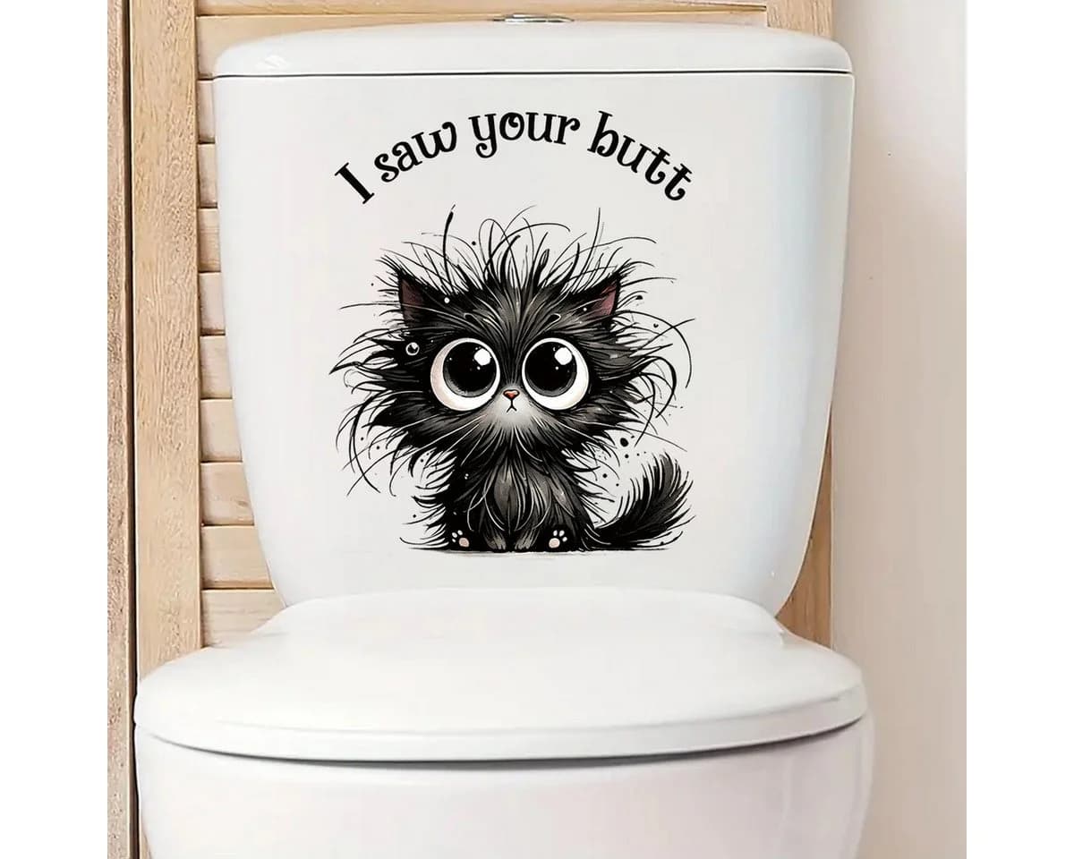 HomeBella Toilettenaufkleber Katze Lustig Selbstklebend Ablösbar - Bild 3