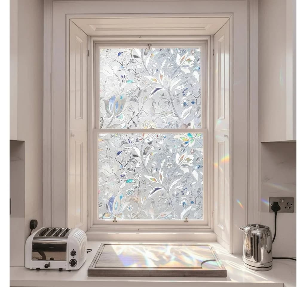 HomeBella Fensterfolie blickdicht selbsthaftend mit Blumen-Muster