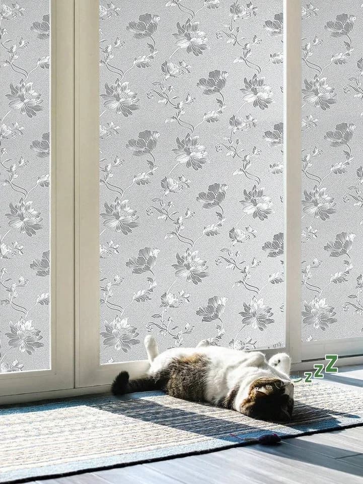 HomeBella Fensterfolie Blickdicht Blumenmuster Statisch Haftend Ohne Kleber - Bild 2