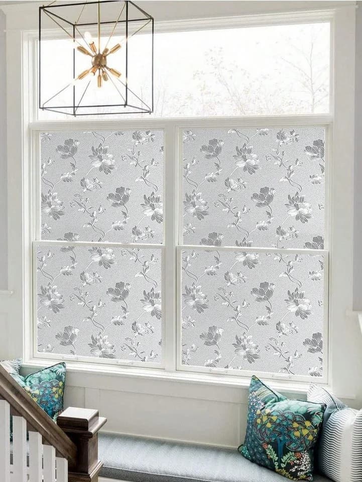 HomeBella Fensterfolie Blickdicht Blumenmuster Statisch Haftend Ohne Kleber - Bild 4