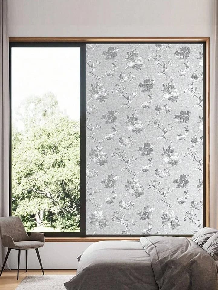 HomeBella Fensterfolie Blickdicht Blumenmuster Statisch Haftend Ohne Kleber - Bild 5