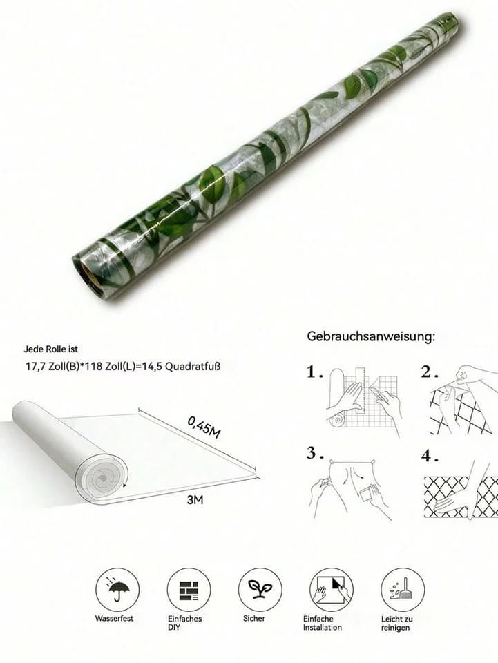 HomeBella Fensterfolie Sichtschutz blickdicht Statisch Blumenmuster PVC - Bild 5
