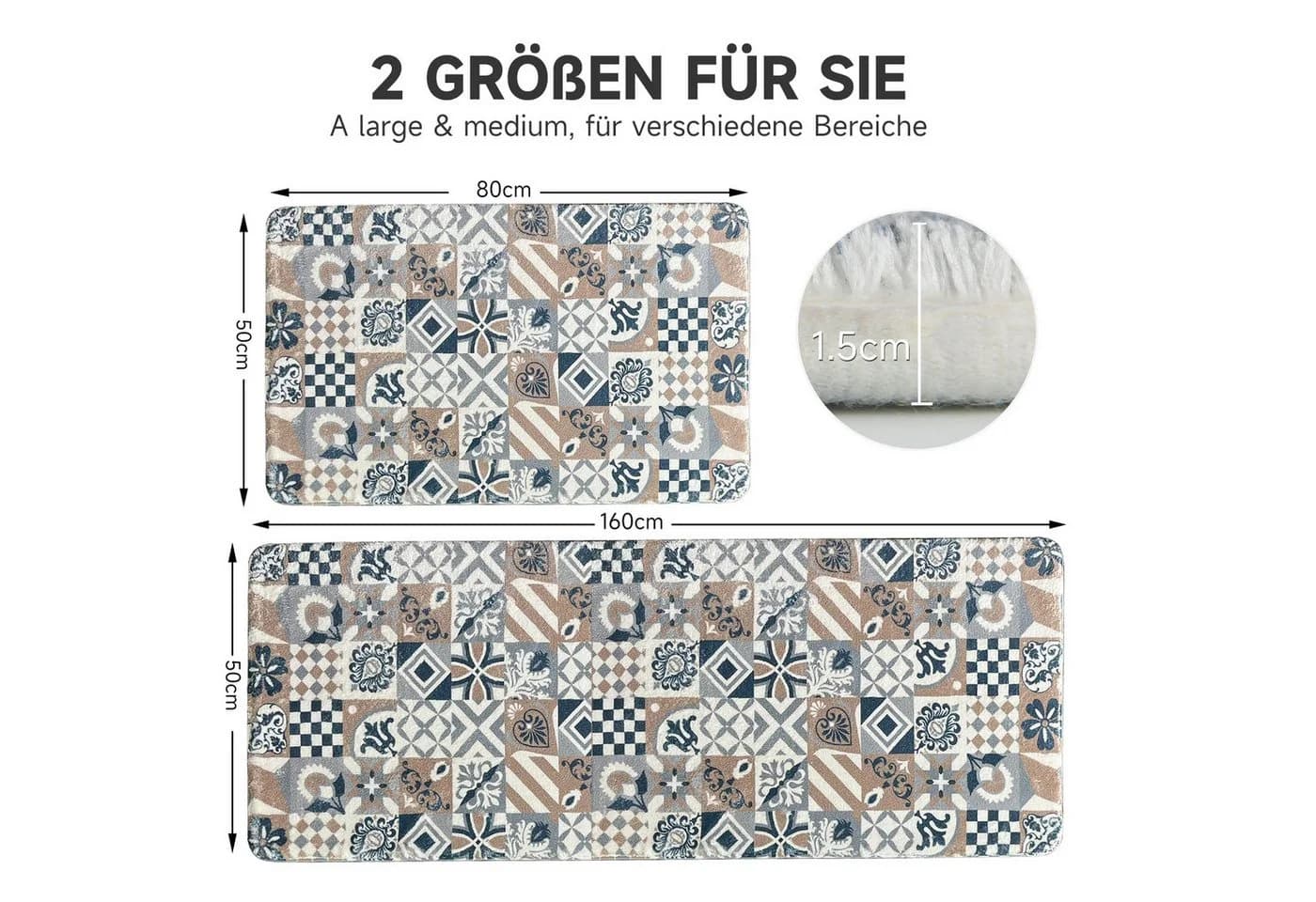 HOMELUX Badematte Set Vintage Polyester Rutschfest