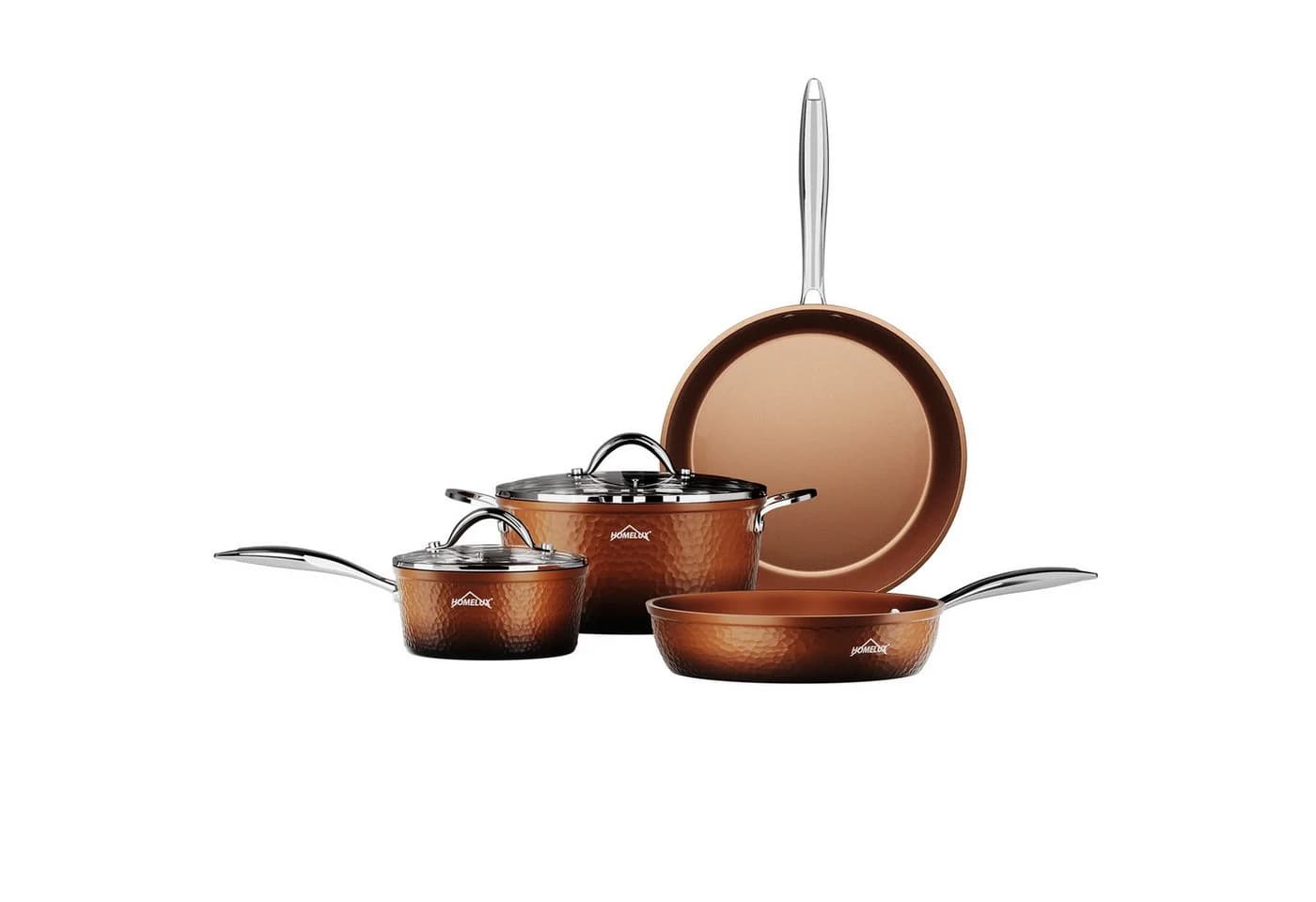 HOMELUX Topf-Set 6-tlg. Aluminiumguss mit Glasdeckel Induktion Gold - Bild 2