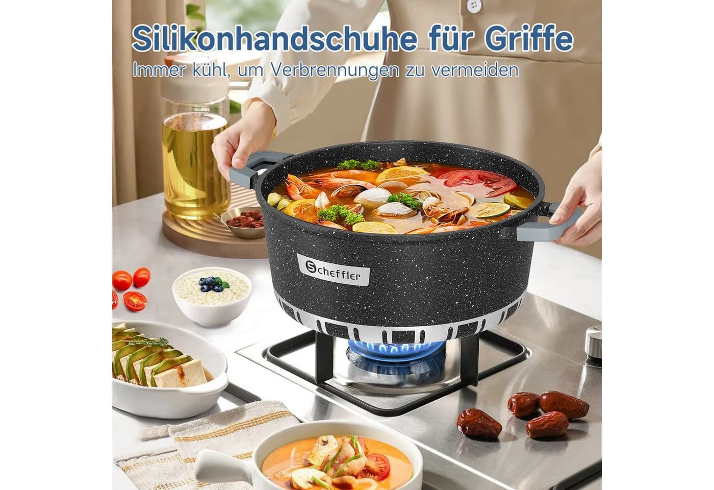 Scheffler Suppentopf Aluminium Antihaft Induktionsgeeignet mit Glasdeckel - Bild 3