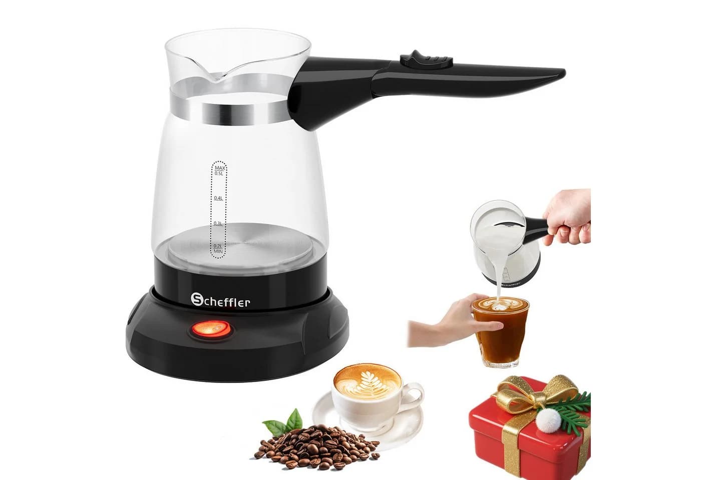 Scheffler Elektrische Kaffeekanne Glas 0,5l Schwarz - Bild 2