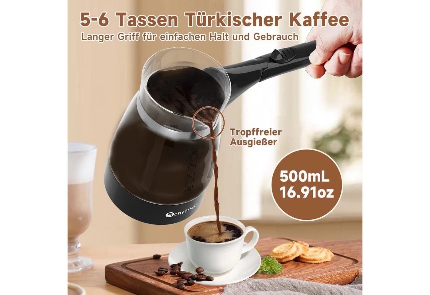 Scheffler Elektrische Kaffeekanne Glas 0,5l Schwarz - Bild 3
