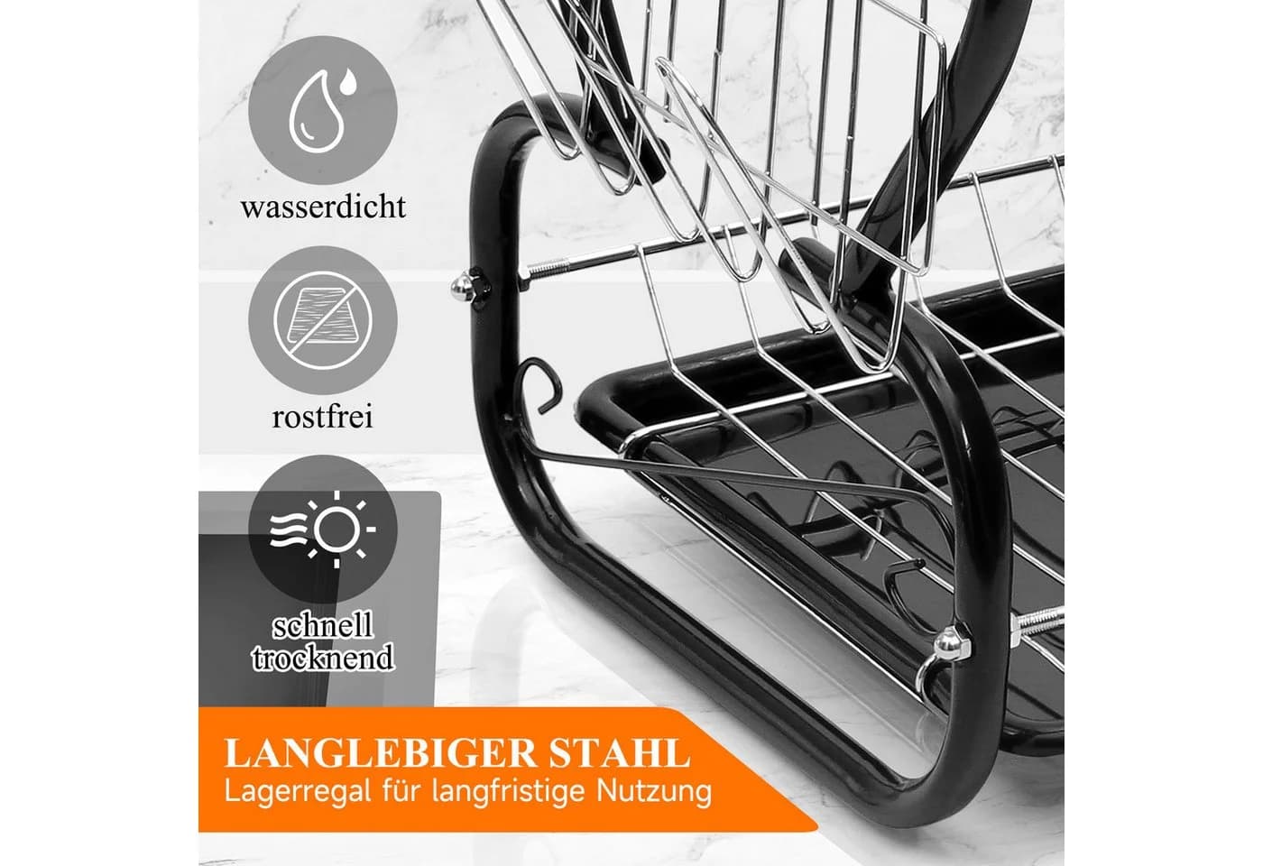 HOMELUX Geschirrständer 2 Ebenen Schwarz/Silber - Bild 3