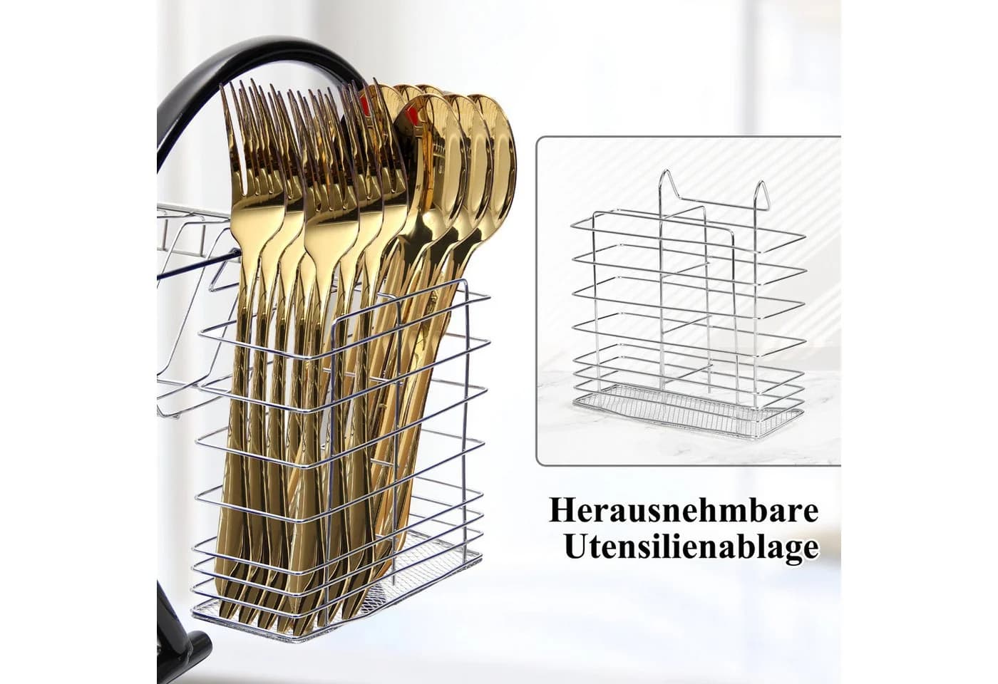HOMELUX Geschirrständer 2 Ebenen Schwarz/Silber - Bild 4