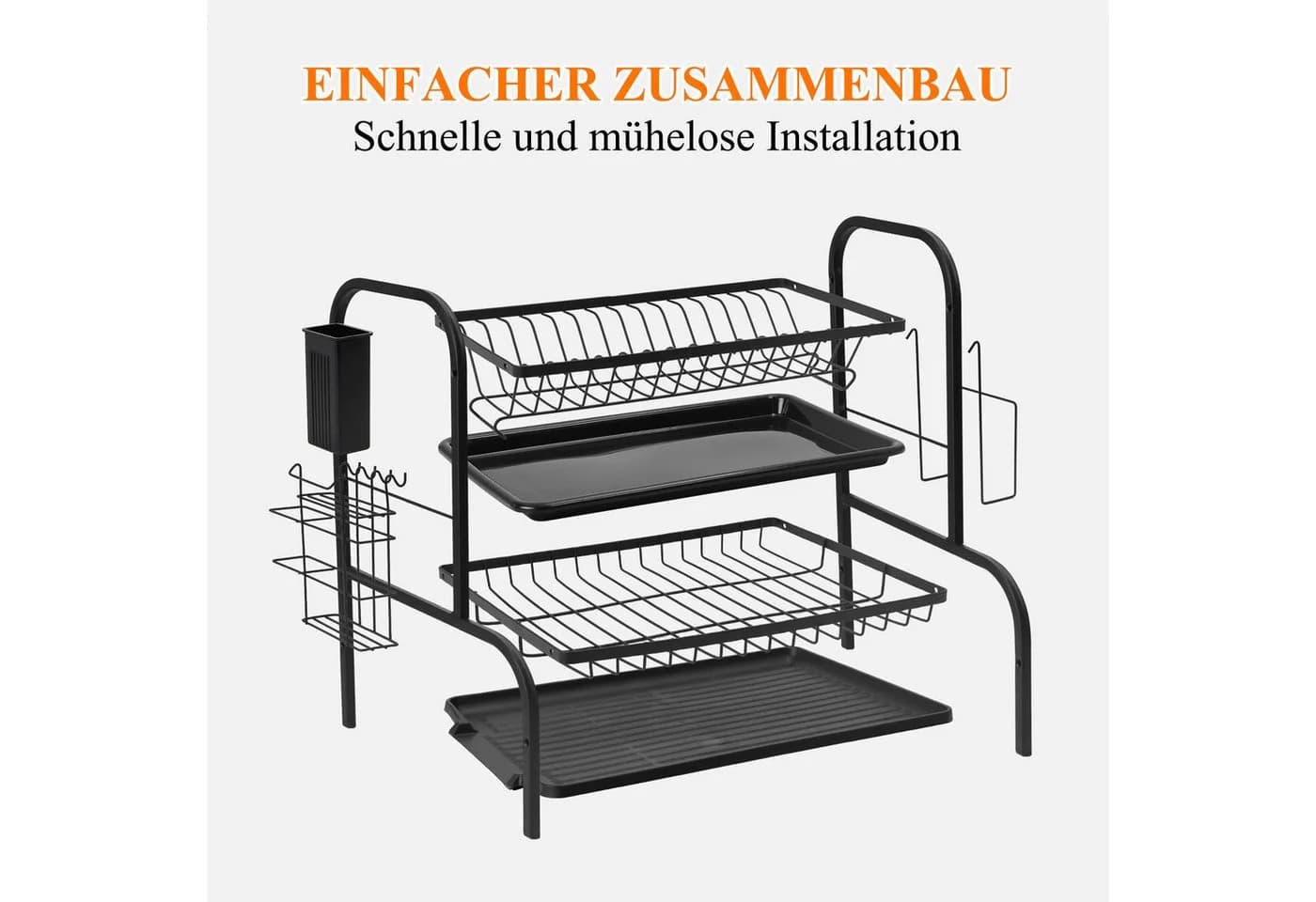 HOMELUX Geschirrständer 2 Ebenen Schwarz Stahl - Bild 3