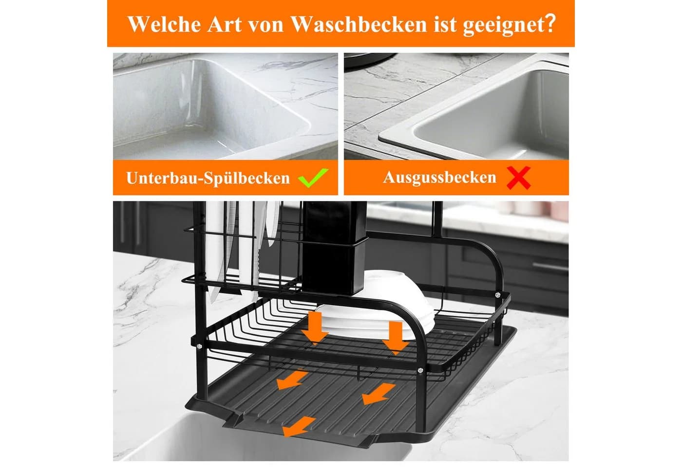HOMELUX Geschirrständer 2 Ebenen Schwarz Stahl - Bild 5