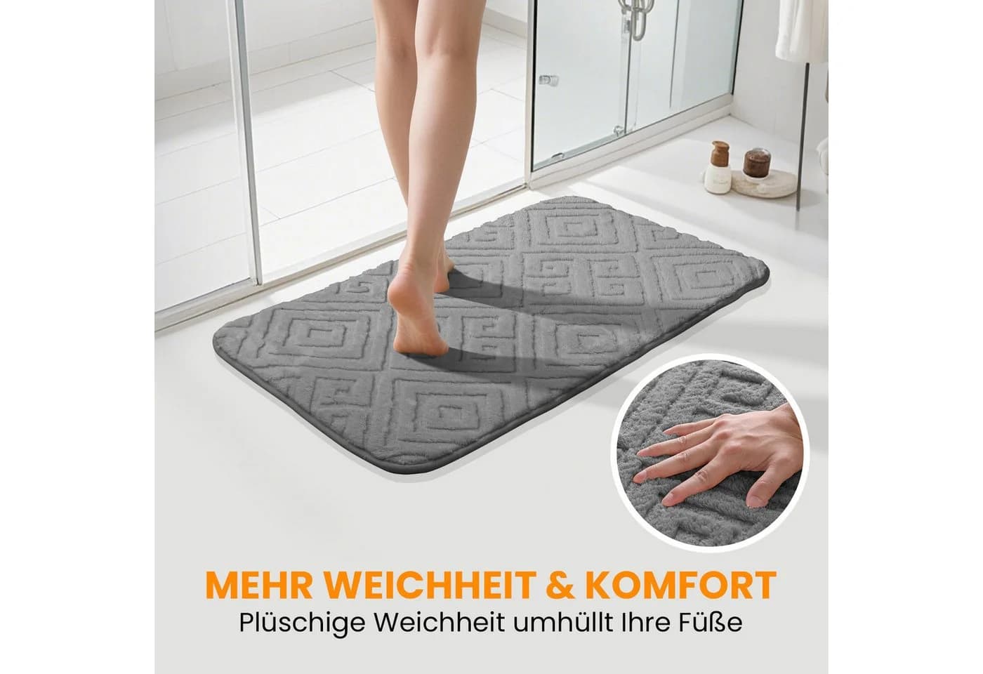 HOMELUX Badematte 2-teilig Grau Silbergrau Rutschfest