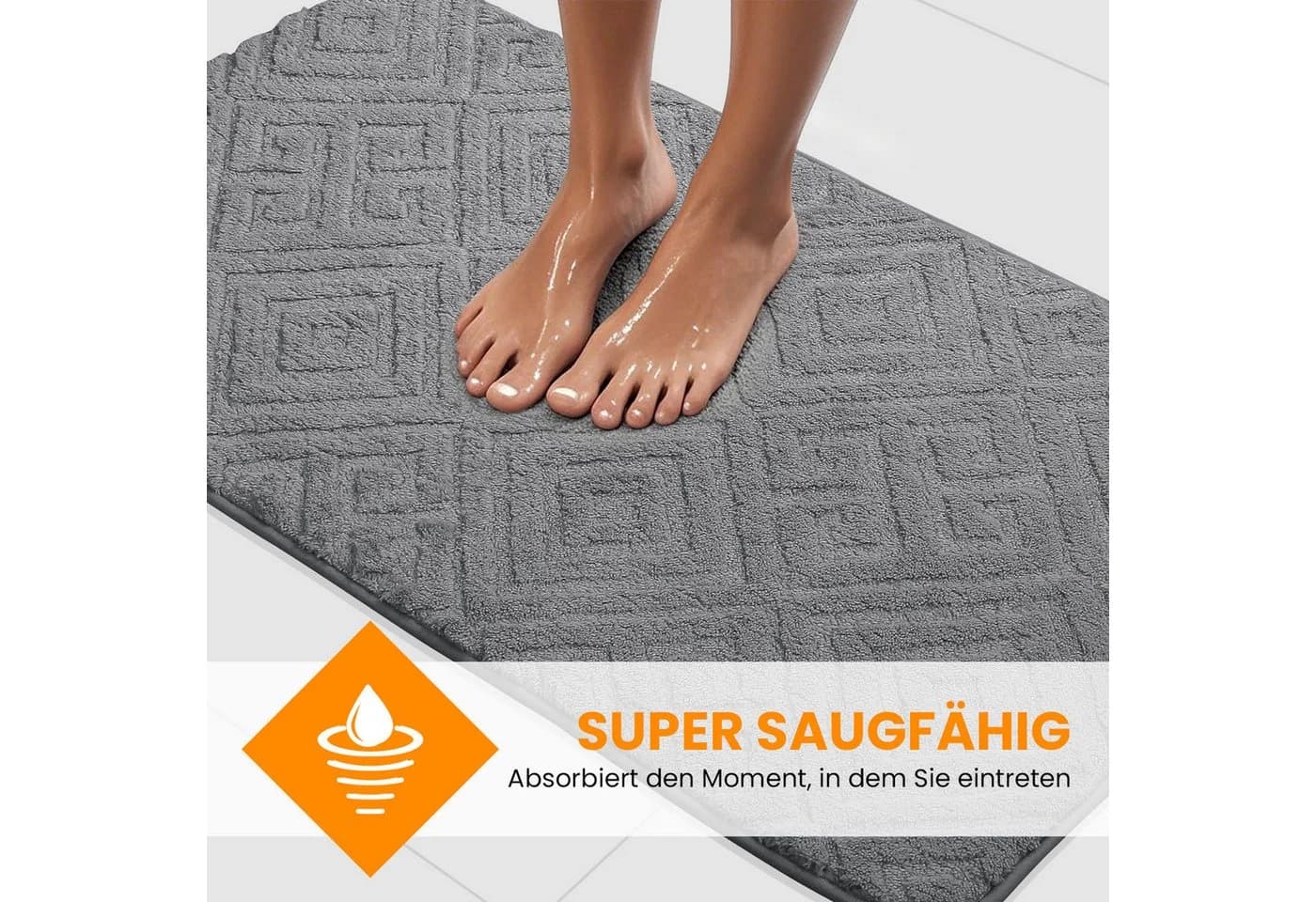 HOMELUX Badematte 2-teilig Grau Silbergrau Rutschfest - Bild 4