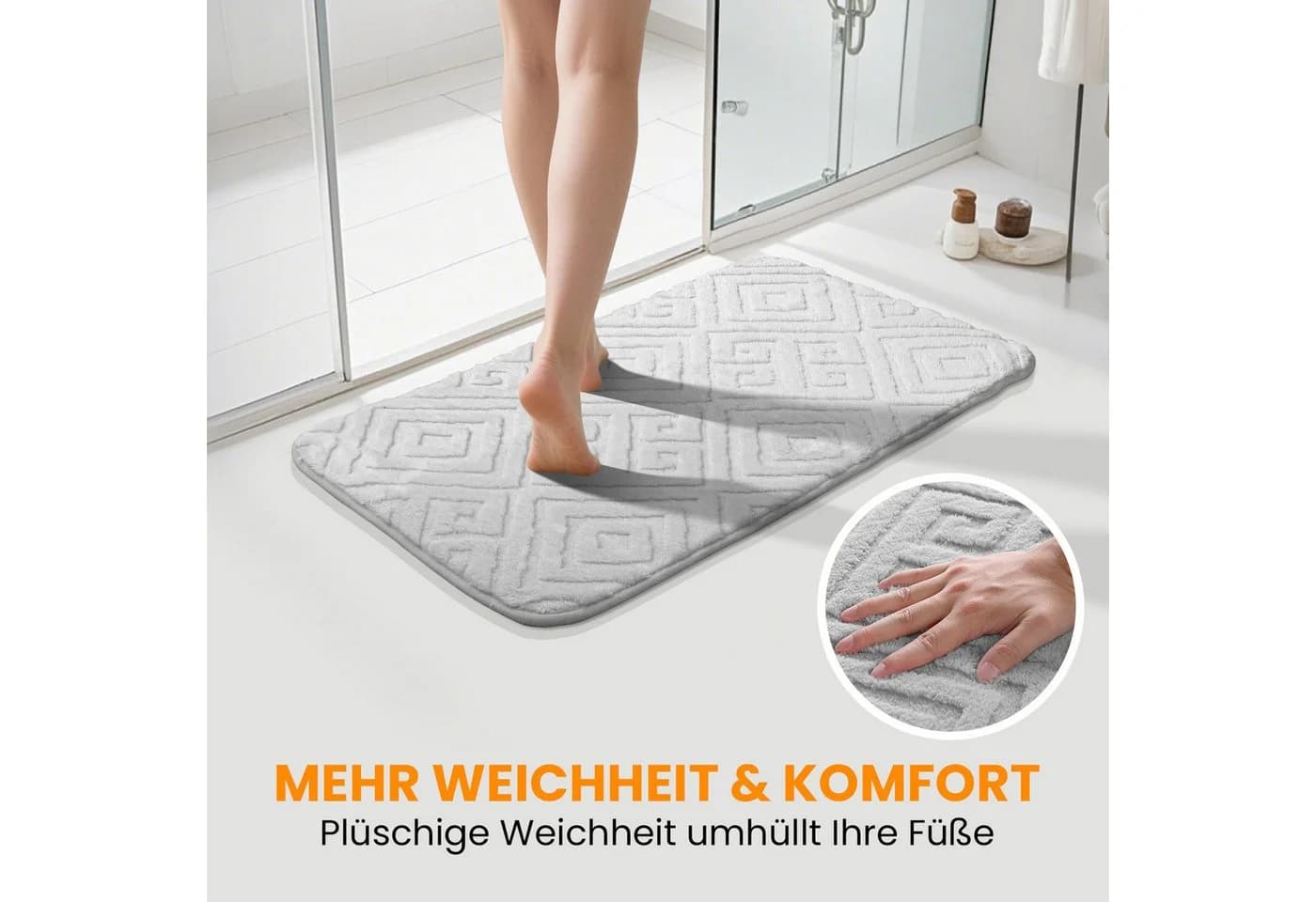 HOMELUX Badematte Badgarnitur 2-teilig mit Ausschnitt, weich & rutschfest, 2BF58, Größe: 50x80cm+40x50cm