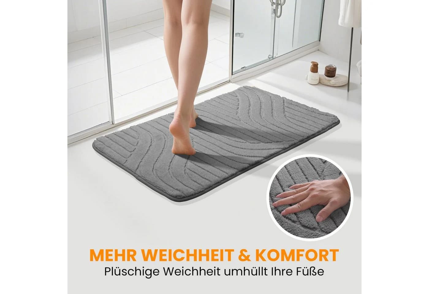 HOMELUX Badematte Badgarnitur 2-teilig mit Ausschnitt, weich & rutschfest, 2BL61