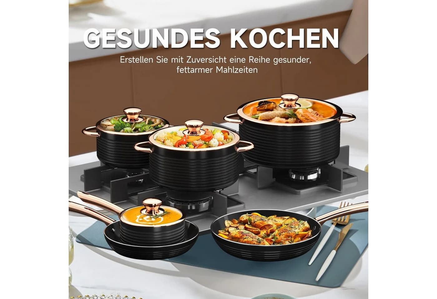 HOMELUX 10-tlg. Kochtopfset Rose Gold Aluminium Induktion - Bild 4