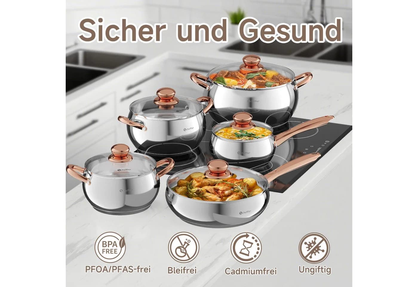 Scheffler Topf-Set 10tlg. Edelstahl Induktion Kompatibel - Bild 5