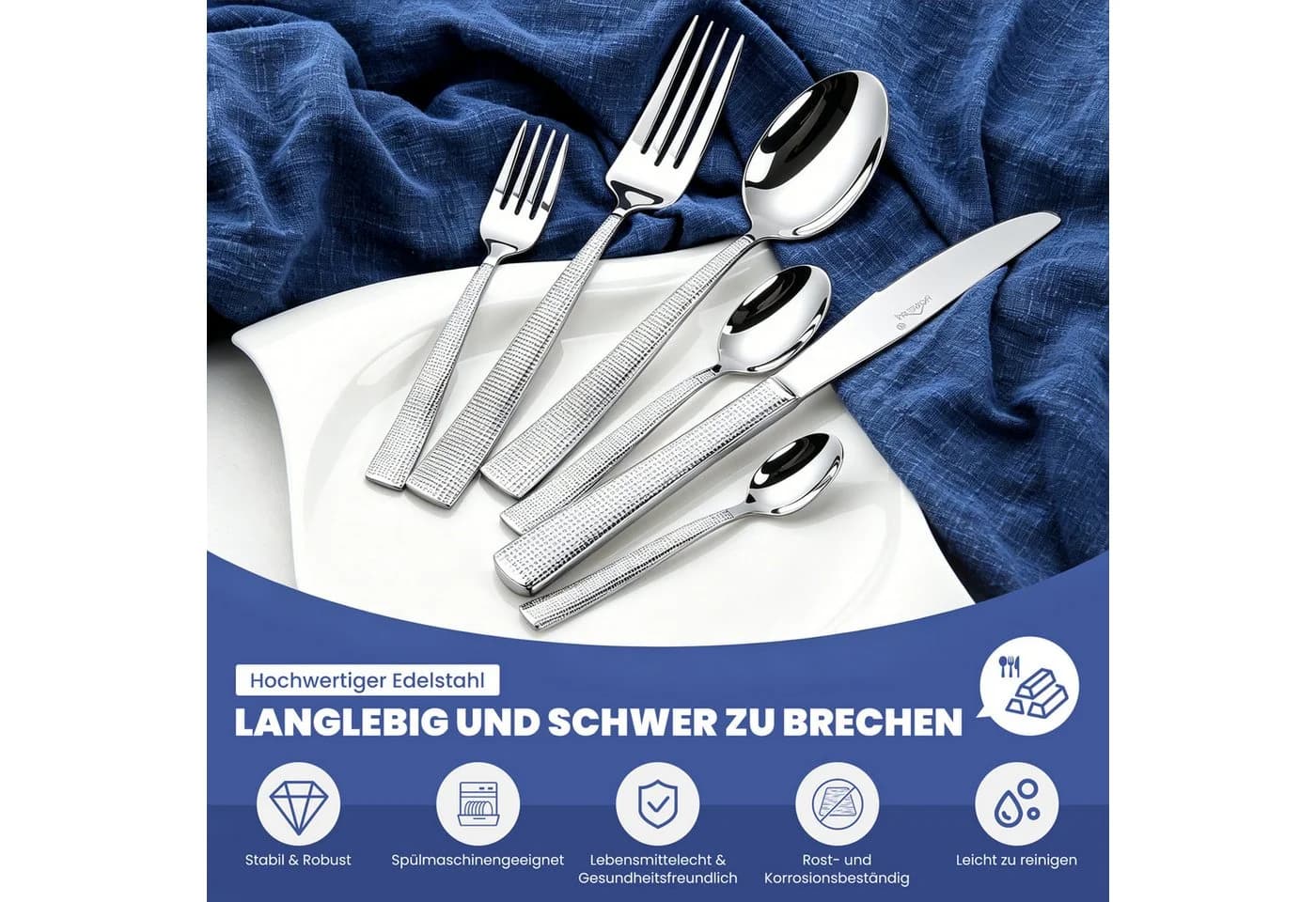 HOMELUX Besteck-Set 72-tlg. Edelstahl Spiegelpoliert für 12 Personen - Bild 3
