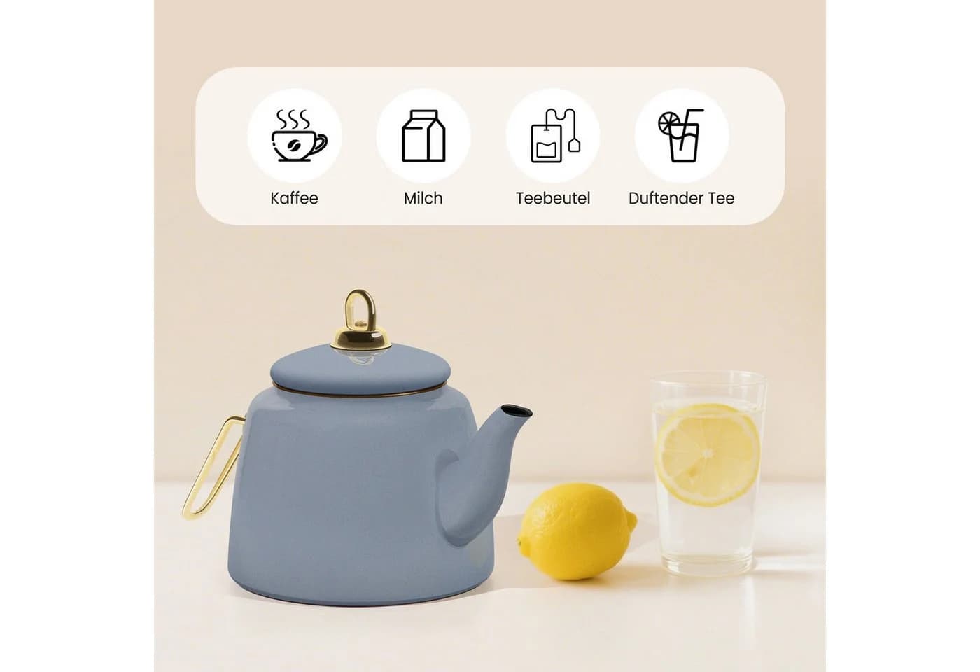 HOMELUX Türkische Teekanne 2L+1L Emaille Induktionsgeeignet Blau - Bild 3