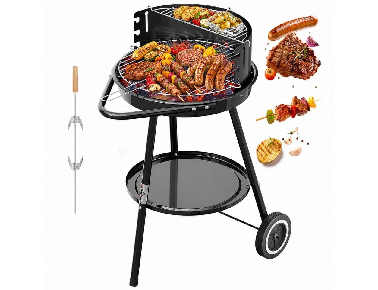 HOMELUX Holzkohlegrillwagen mit Windschutz & Rollen - Bild 2