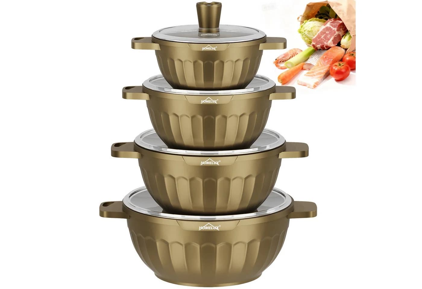 HOMELUX Topf-Set 8-tlg. Induktion Aluminium Antihaft braun - Bild 2