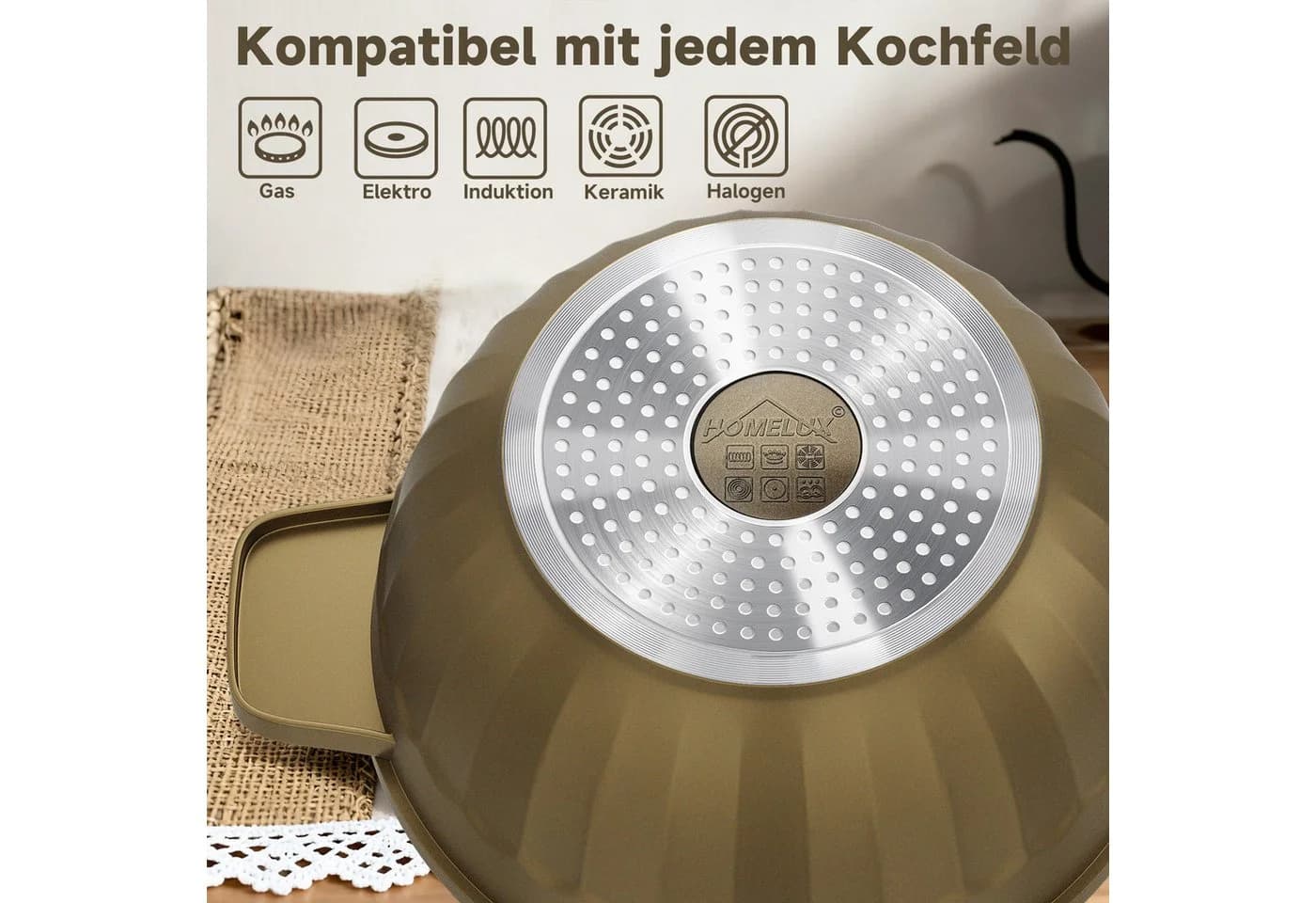 HOMELUX Topf-Set 8-tlg. Induktion Aluminium Antihaft braun - Bild 4